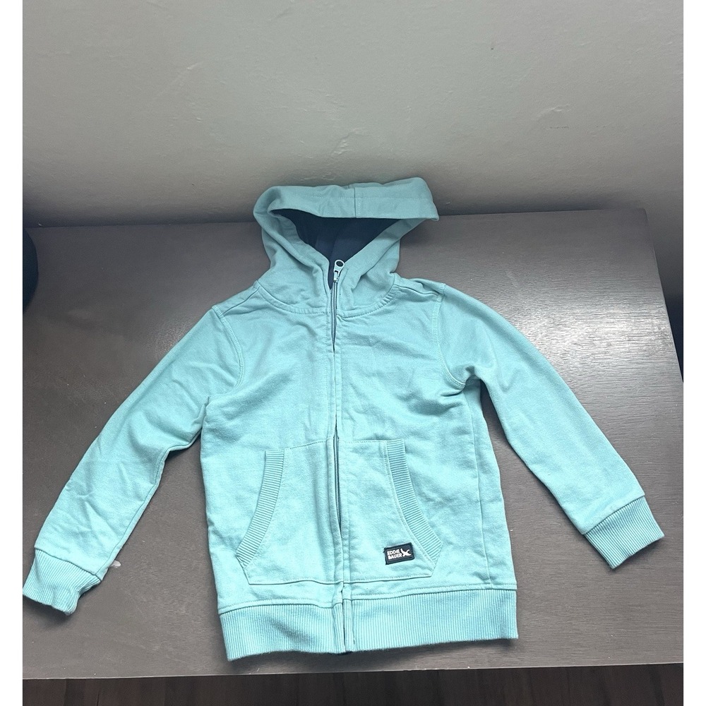 Eddie Bauer Kids Unisex 3T Blue Solid Full Zip Hooded Hoodie Pockets Logo